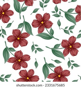 Flower with leaf design seamles pattern