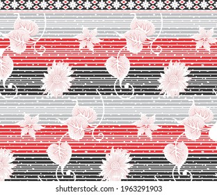 flower leaf and dot or line pattern with border