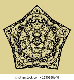 flower leaf, flora tattoo engraving mandala ornate vector object

