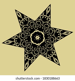 flower leaf, flora tattoo engraving mandala ornate vector object
