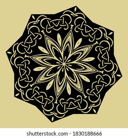 flower leaf, flora tattoo engraving mandala ornate vector object
