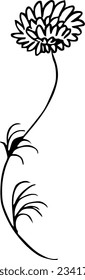 Flower and leaf floral ink vector illustration for wedding invitation, greeting cards etc