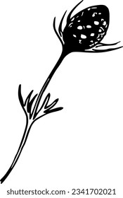 Flower and leaf floral ink vector illustration for wedding invitation, greeting cards etc