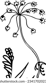 Flower and leaf floral ink vector illustration for wedding invitation, greeting cards etc