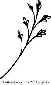 Flower and leaf floral ink vector illustration for wedding invitation, greeting cards etc