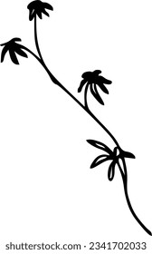 Flower and leaf floral ink vector illustration for wedding invitation, greeting cards etc