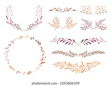 Flor, decoración de marco de hoja. Guirnalda botánica, ilustración de huertas de flores silvestres. 