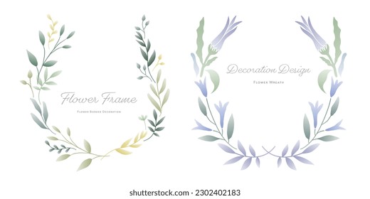 Flower and leaf frame decoration. Botanical branch, wreath, garland, border graphic design. Wildflower and plants isolated vector illustration. Social media background. 