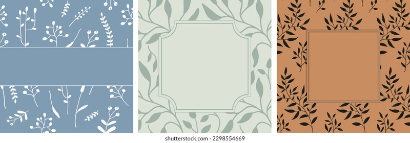 Flower and leaf frame decoration. Social media background Great for postcard, invitation, greeting card.