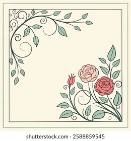 flower and leaf frame illustration