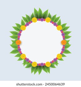 Flower and leaf frame vector background