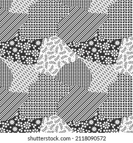 Flower leaf geometric dot line pattern use in wall print, fabric print texture, tile, background, paper print.