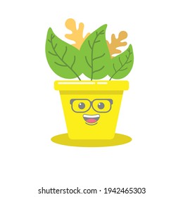 flower and leaf glass faces on potted vector image