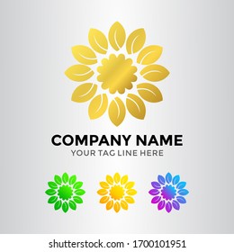 Flower Leaf Gold  Logo Template