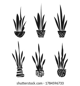 Césped de flores en el logotipo del recipiente símbolo símbolo de señalización Mano dibujado Doodle diseño