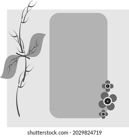 Blume und Blattgrauer Vektor. als Vorlage, Karte, Social-Media-Post und Banner verwendet 