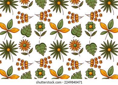 Flower and leaf icon pattern