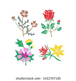 Flower Leaf Illustration Design Template Vector