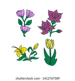 Flower Leaf Illustration Design Template Vector
