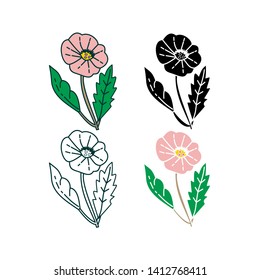 Flower Leaf Illustration Design Template Vector