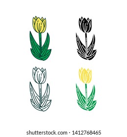 Flower Leaf Illustration Design Template Vector