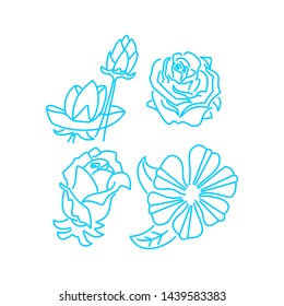 Flower Leaf Illustration Design Template Vector Linear