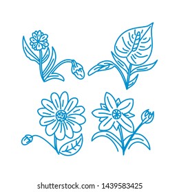 Flower Leaf Illustration Design Template Vector Linear