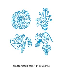 Flower Leaf Illustration Design Template Vector Linear