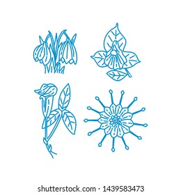 Flower Leaf Illustration Design Template Vector Linear