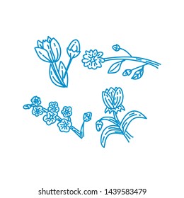 Flower Leaf Illustration Design Template Vector Linear
