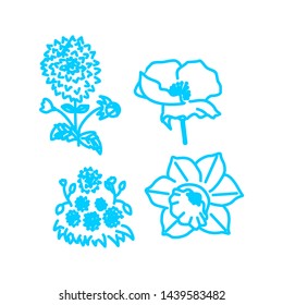 Flower Leaf Illustration Design Template Vector Linear