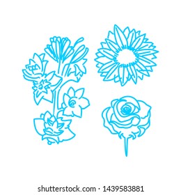 Flower Leaf Illustration Design Template Vector Linear