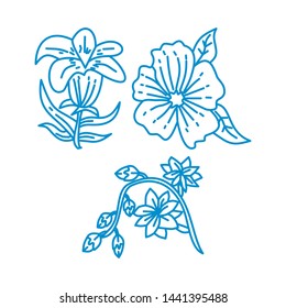 Flower Leaf Illustration Design Template Vector Linear