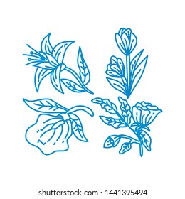 Flower Leaf Illustration Design Template Vector Linear