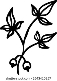 Vetor de modelo de design de ilustração de folha de flor, ramo de árvore com vetor de ícone de folhas de árvore,