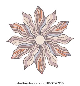 Diseño artístico de la línea de tinta de la hoja de flores. Elemento de diseño aislado vectorial con patrón de contorno de onda. Planta botánica, elemento de diseño artístico para invitación de boda, tarjeta, stickers.