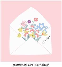 flower leaf letter text polka girl tee illustration art vector