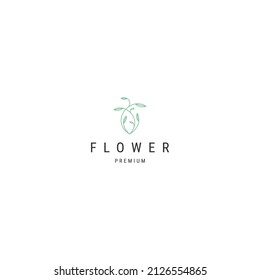 Flower leaf line logo icon template
