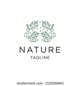 Flower leaf line logo icon design template flat vector