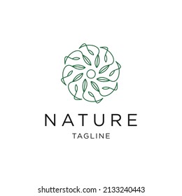 Flower leaf line logo icon design template flat vector