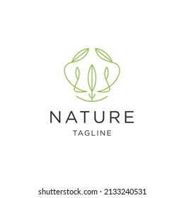 Flower leaf line logo icon design template flat vector