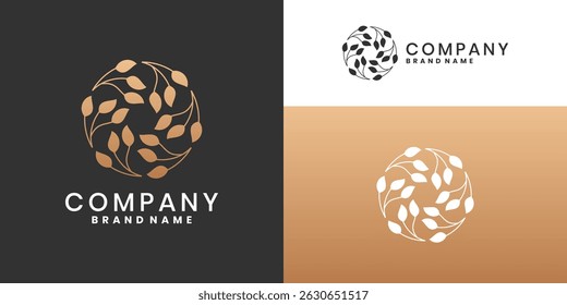 Flower leaf logo design icon