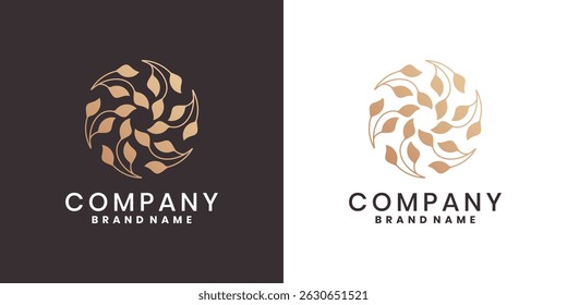 Flower leaf logo design icon
