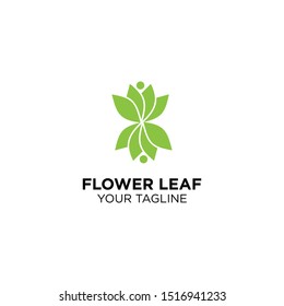 flower with leaf logo design template