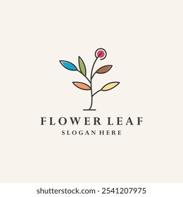 Flower leaf logo icon design modern minimal style illustration vector.