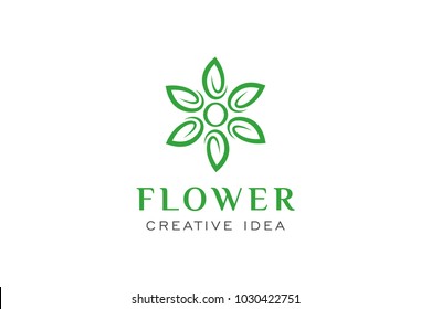 Flower and Leaf Logo Icon Template