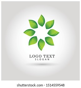 Flower Leaf Logo. Symbol & Icon Vector Template.