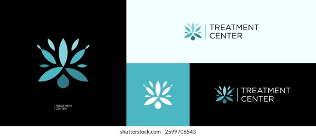 Flower leaf lotus logo icon design, Leaves flower blossom for treatment, Flower mandala geometric logo design usable for spa, yoga, beauty salon, skincare, health wellness, organic nature, identity.