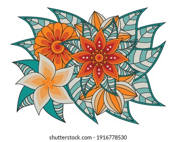 Ilustración vectorial de flores y hojas