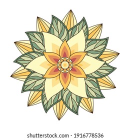 Flower And Leaf Mandala Vector Illustration